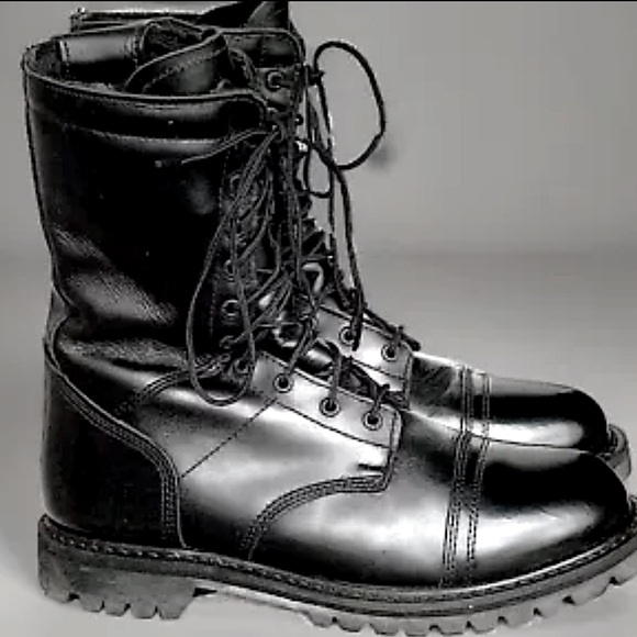 Rocky 2095 Paraboot Side Zip Lace Up Cap Toe Black Leather Work Boot Mens 10M - Picture 3 of 10